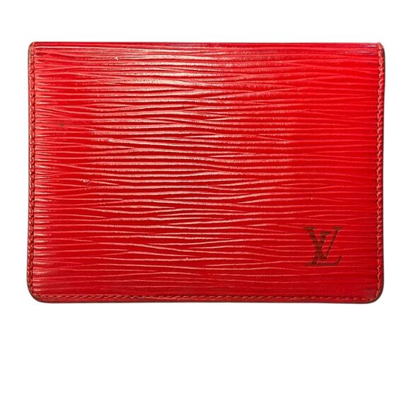 LVW01. Louis Vuitton red bifold card case - Picture 1 of 4